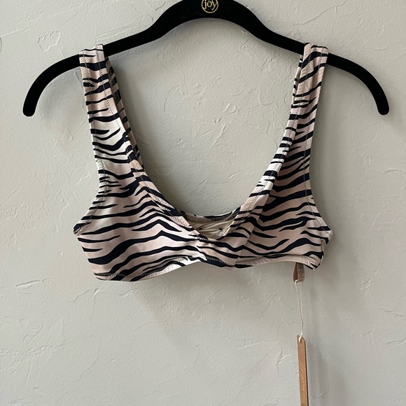 SKIMS SWIM PLUNGE TRIANGLE BIKINI TOP CHAMPAGNE TIGER PRINT S XL - Picture 2 of 5